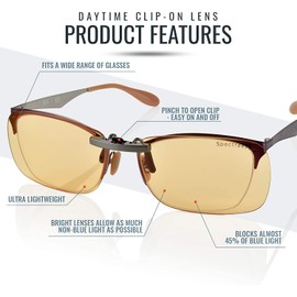 Clip-on Blue Light Reducing Lenses for Daytime Screen and Gaming Use - Relax Your Eyes (Daytime Lens)