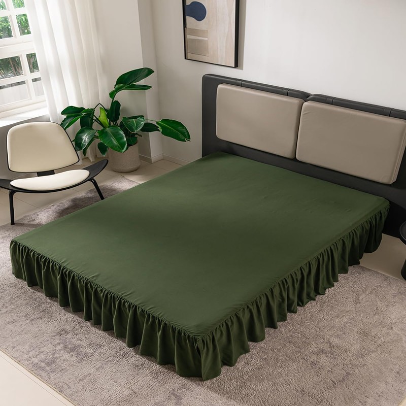 Green Bed Skirt Full Size Ruffled Bed Skirt with Split