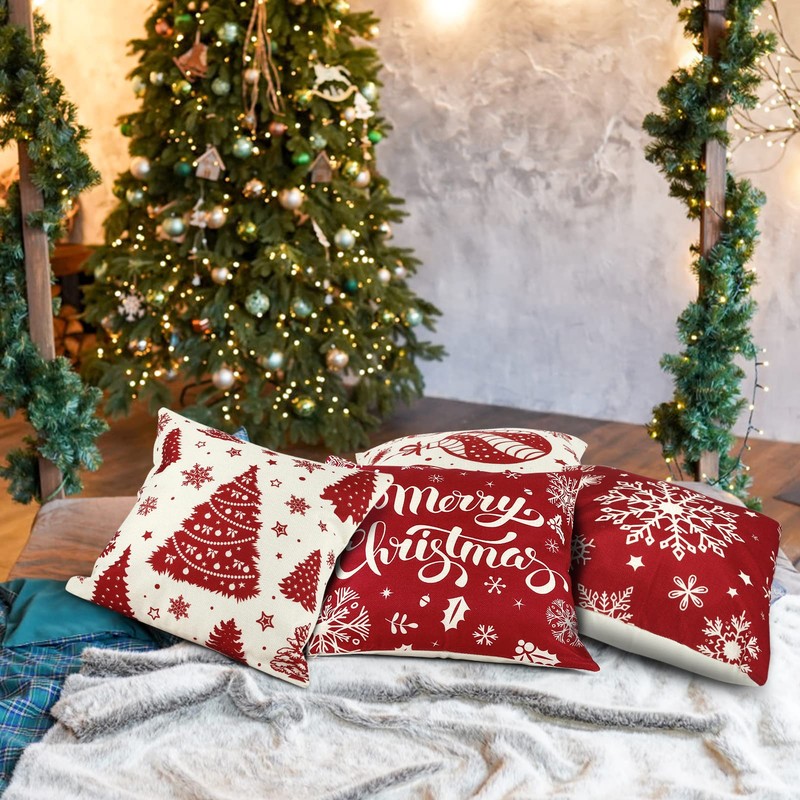 Kesote 45*45 Decorative Square Linen Cushion Cover Christmas Pillow Case