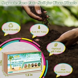 Halatool 9PCS Organic Coconut Coir Brick Compressed Coco Coir Bricks Nutrient Potting Soil with Low EC & pH Balance Premium Starting Soil Coconut Fiber Substrate for Plants Flowers Reptiles
