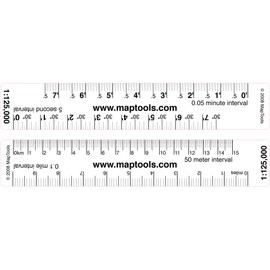 Map Ruler for 1:125,000 Scale Maps. LAT/Lon, Miles, Kilometers