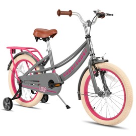 JOYSTAR Lola Kids Bike 18 Inch Girls Bike with Training Wheels Princess Kids Bicycle for Girls Toddler of 5-8 Years Toddler Girl Bikes Gray