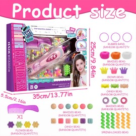 IKOPFLN 1 Satz Geschenk Mädchen Kinder Spielzeug ab 5-12 Jahre Haarschmuck für Mädchen, Haarflechtmaschine Geburtstagsgeschenk Mädchen DIY Haarperlen Flechthilfe Haardekorations Setk