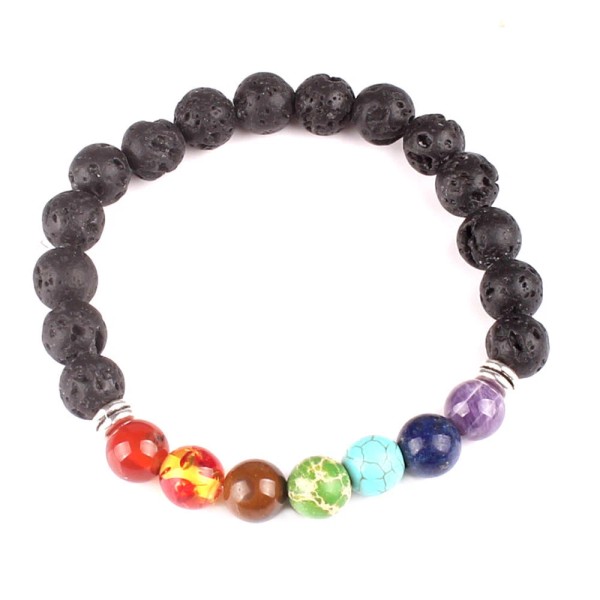 7 CHAKRA HEALING BALANCE LAVA STONE AROMATHERAPY Bracelet Unisex USA