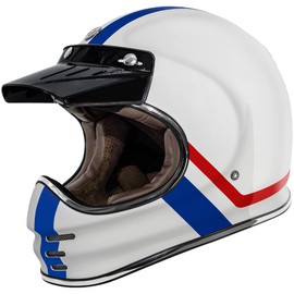 TORC Unisex-Adult T3 Retro Classic Full-Face Motorcycle Helmet, Gloss White Allegiance, Medium