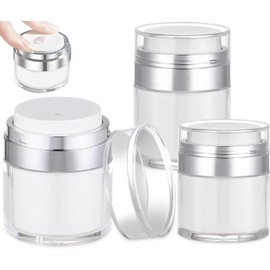 Auauraintt 3-Piece Cream Jar, Vacuum Bottle, 15/30/50 ml, Airless Pump Dispenser