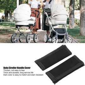 Pack of 2 Baby Pram Handle Cover, Black, Pushchair Armrest Handle Cover, Universal, Baby Pram Bar Protective Gloves, Kid Pram Handle Bar Bumper Cover