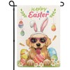 YOVOYOA Golden Retriever Happy Easter Garden Flags for Outside,Easter Eggs