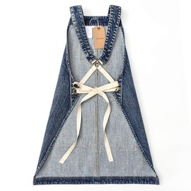 Jeanerlor - Denim Apron for Women With Pockets Cross-Back Straps & Adjustable S to L (Denim Blue)