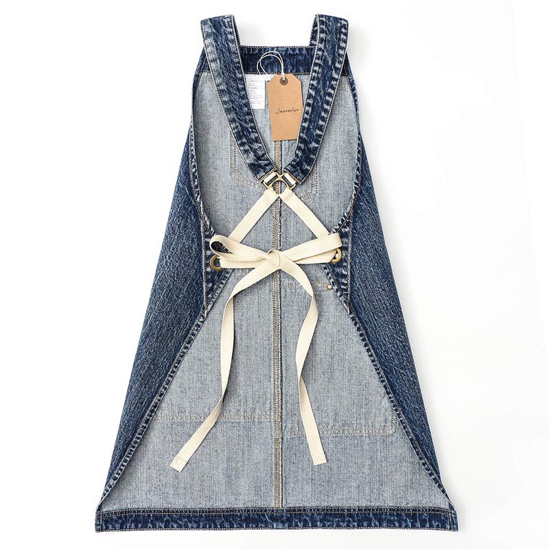 Jeanerlor - Denim Apron for Women With Pockets Cross-Back Straps