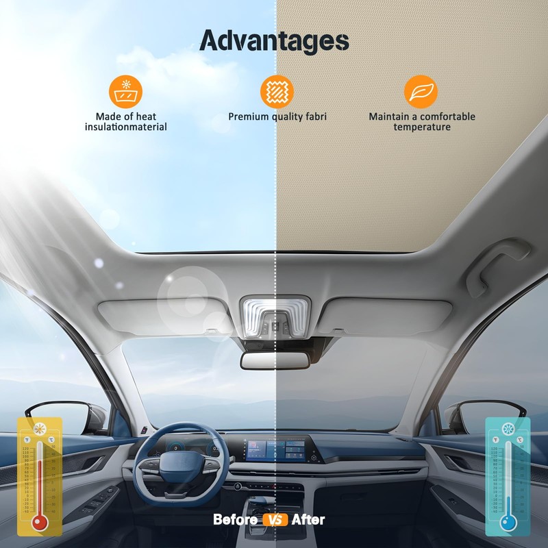 ECCPP Sunroof Sunshade Shade Curtain Cover Replacement for 2007-2014 Fit