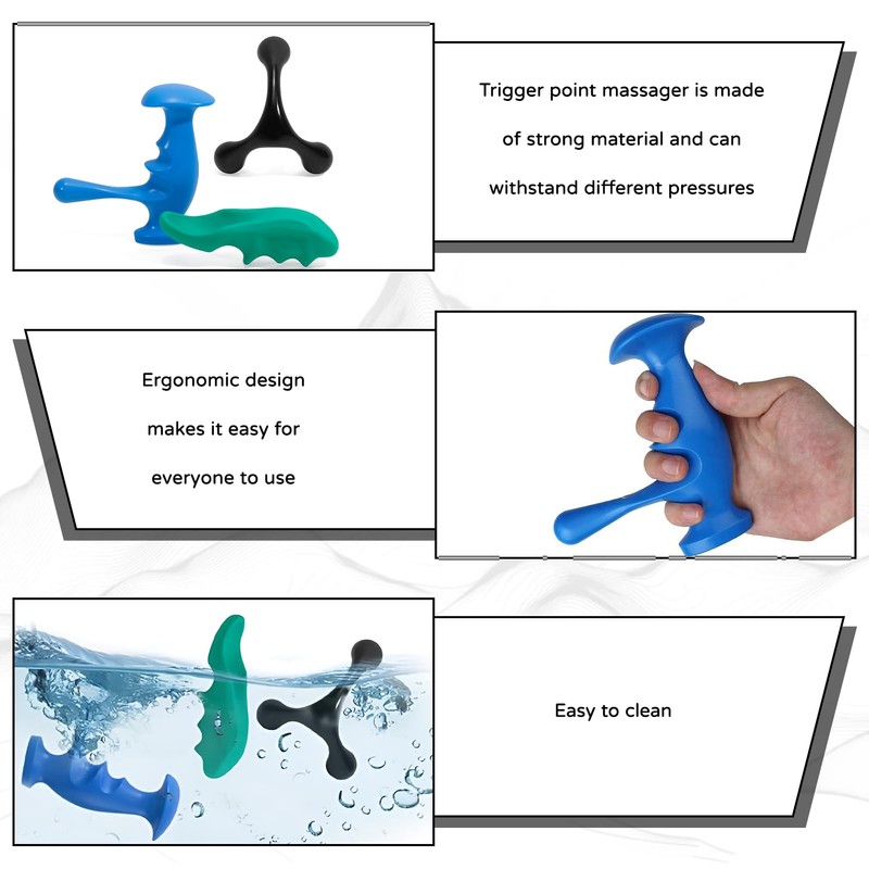 Set of 3 trigger point pushers, trigger points, massage accessories,