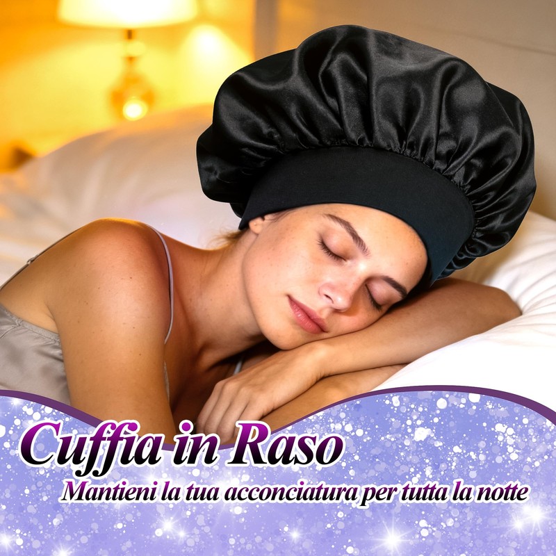 Cuffia Seta Capelli Notte Set di 2 Cuffia Capelli Seta,