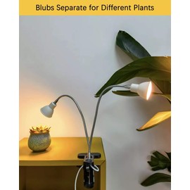 Dommia LED Plant Light for Indoor Plants, Dual Head Desk Clamp Lamp with Swivel 360 Degree Flexible Gooseneck and One Switch, Warmwhite Comfortable Light Growing Lamp for Home and Office Indoor Plants