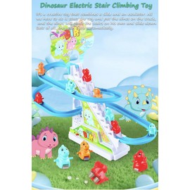 Miracland Dinosaur Slide Escalator Toy, Dino Track Slide Toy with Music and Lights