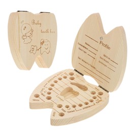 YFFSFDC Baby Teeth Case, 20 Holes, Baby Tooth Box, Wooden, Baby Tooth, Baby Tooth Storage Case, Lost Teeth, Hair Exchange, Baby Shower, Shichi-Go-San Gift, Growth Record Birthday Gift, Cute, Magnetic