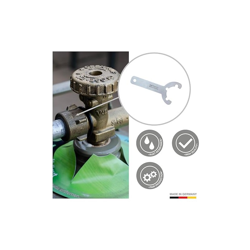 Gas Bottle Key - Made in Germany - Stainless Steel