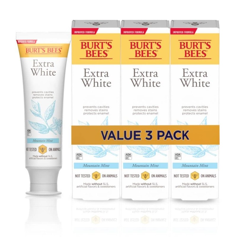 Burt's Bees Extra White Toothpaste, Fluoride Toothpaste, Natural Flavor, Mountain