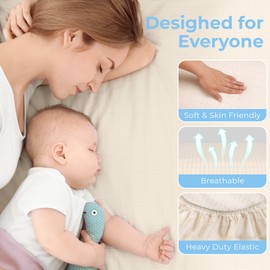 VigorVortex Grounding Fitted Sheets 10% Silver Fiber and 90% Organic Cotton Grounding Sheets Improve Sleep with 15ft Grounding Cord 39x80x10in Beige