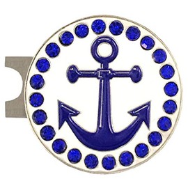 Giggle Golf Bling Blue Anchor Golf Ball Marker with A Standard Hat Clip