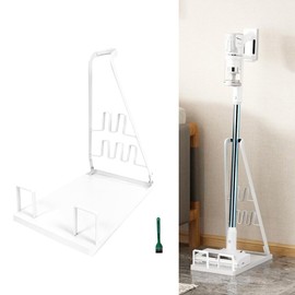 EZ SPARES Installation-free Vacuum Stand Frame,Storage Docking Station Holder,Metal Bracket,bigger base,Compatible with Dys,Eureka,tineco,dreametech,Fit Most Stick Vacuum Cleaner(White)