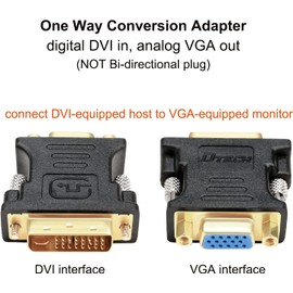DTech DVI Male to VGA Female Adapter 24+1 Pin DVI-D to VGA Converter 1080P Video Connector for Monitor Computer Projector