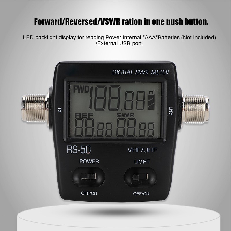 RS50 Portable LED Digital Power Backlight SWR Watt Meter Standing