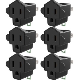 2-3 Prong Polarized Grounding Adapter JACKYLED ETL Listed 2 Prong to 3 Prong Power Adapter Fireproof 392℉ Resistant Heavy Duty Wall Plugs for Household Appliances Industrial, Black, 6 Pack