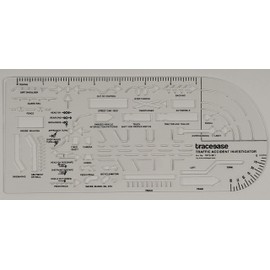 Traceease Traffic Accident Investigator Inlay Template 10.25 x 4.5 Inches Traffic Accident Sign Symbols, Plastic Measuring Ruler-1/16" Thick Template