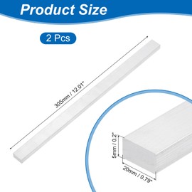 sourcing map Square Aluminum Flat Bar, 2Pcs 3/16" Thickness 3/4" Width 12" Length Square 6063 Aluminum Flat Plate, 5 x 20 x 305mm Solid Mill Stock