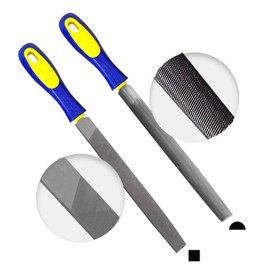 KALIM 2-Piece 8 Inch Heavy Duty File Set - Flat/Half Round High Carbon Hardened Steel Files with Anti-Slip Handles, Medium Coarse, Suitable for Wood/Metal/Model/Shaping