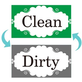 Dishwasher Magnet Clean Dirty Sign Double Sided Magnet Flip with Magnetic Plate Kitchen Dishwasher Reversible Display (9 x 5 cm)