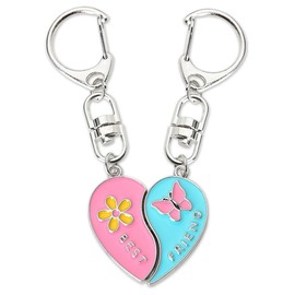 Best Friend Keychains for 2 Girls Friend Christmas Birthday Gifts for Women Matching Heart Keychain for Besties Sister Friendship Gift for Friends Long Distance Relationship Gifts for Teen Girls
