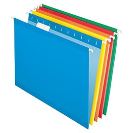 OfficeMax Hanging Folders, Letter Size, 1/5 Cut, Assorted Primary, 25/bx