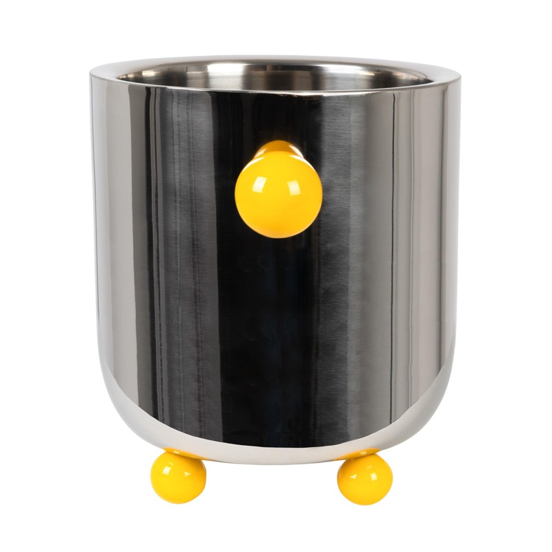Creative Co-Op, Silver Stainless Steel Ice Bucket with Ball Handles