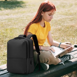 ICOLILIFE 16.9 Inch Laptop Backpack for Travel Water Resistant College Backpack for Men/Women Laptop Bag with USB Charging Port,Black