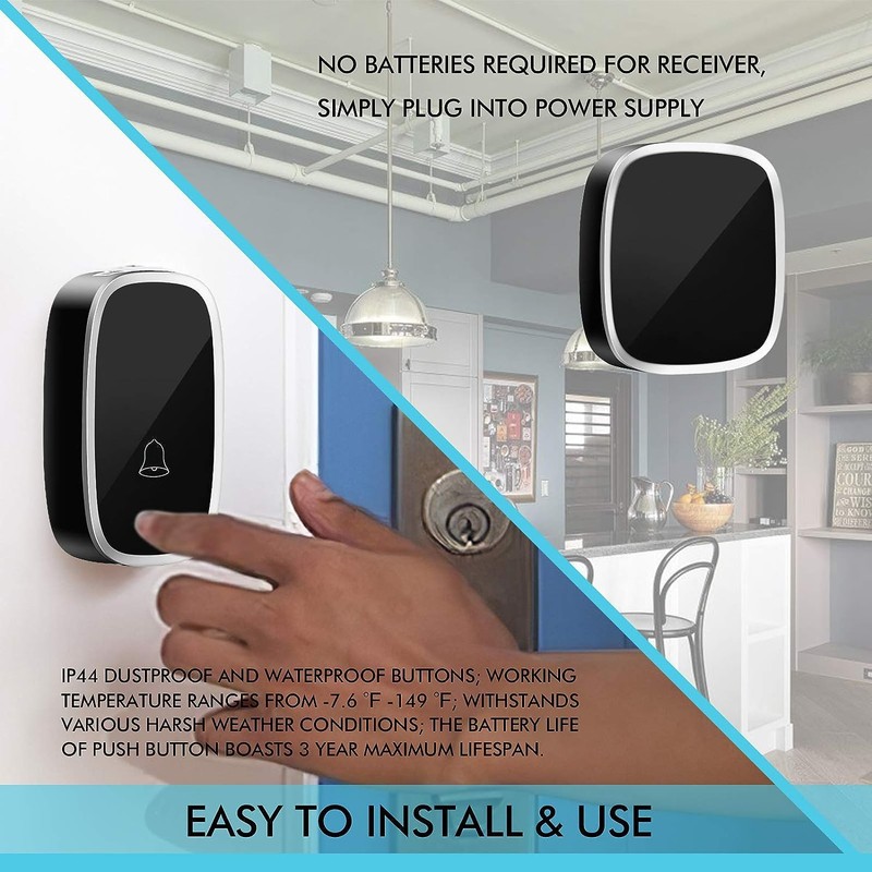 SK Depot® Ultra-Long Wireless Range Waterproof Wireless Doorbell Chime Kit