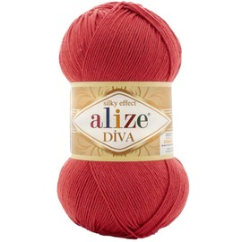 Alize Diva Silky Effect 100% Microfiber Acrylic Yarn 1 Ball skeins 100gr 383yds Color (366 - Garnet Rose)