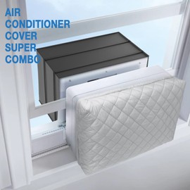 HOXHA 2 Pack Window Air Conditioner Cover, Indoor and Outdoor Air Conditioner Cover Set, Dust-Proof Waterproof AC Unit Covers for Winter, Inside 21"Lx15"Hx3.5"D and Outside 21"Wx16"Dx15"H