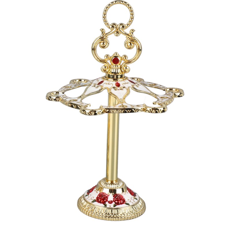 6Pcs Chinese Chalice Retro Style Zinc Alloy Glass Embossed Flower