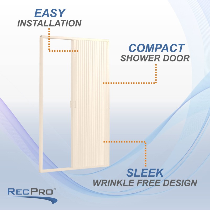 RecPro RV Pleated Folding Shower Door and Frame | Sliding,