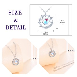 feilok 925 Sterling Silver Planet Necklace for Women Moon Star Pendant Chain Women's Necklace Cubic Zirconia Moonstone, Cubic Zirconia