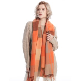 DiaryLook Plaid Warm Blanket Scarf for Winter, Long Ladies Scarves Check Soft, Wool Tartan Shawl Wraps for Women