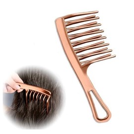 Peine de dientes anchos para cabello rizado, peine desenredante con dientes ondulados de doble fila para húmedo y seco, cepillo desenredante sin dolor