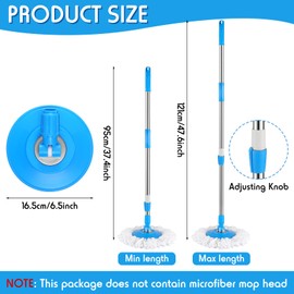 Spin Mop Replacement Handle 360 Degree Spin Mop Pole Handle Replacement Rotating Telescopic Mop Handle Blue Stick for Mop and Head Replacement Spinning Household Cleaning Accessories for Home Cleaning