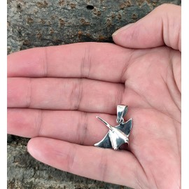 Kiss of Leather Stingray Pendant 925 Sterling Silver No. 316, Sterling Silver, No Gemstone