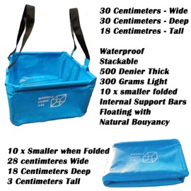 WASH22 Cubic 15L Folding Collapsible Camping Washing Basin Bucket Bag Tidy for Tents Motorhomes Campervans Caravans (Light blue | Mesh Bag)