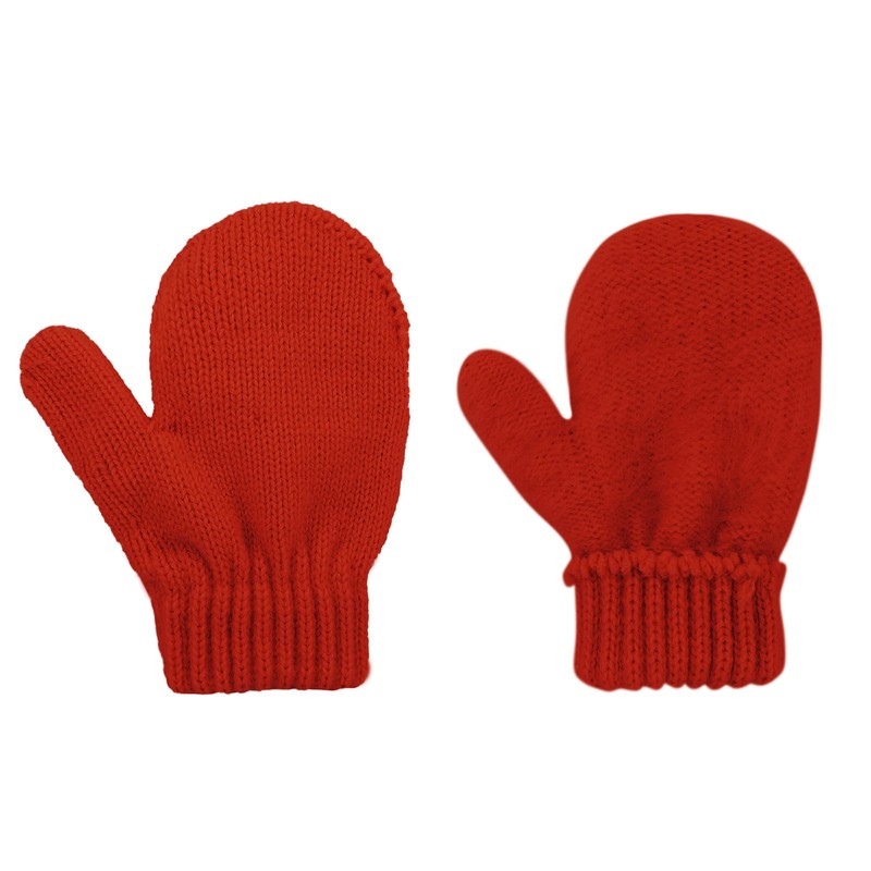 Kids Winter Toddler Mittens Red Soft Knitted Gloves Warm Thick