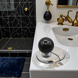 Black Toilet Push Button Flush Replacement,Colorful Round Shape Plastic Toilet Tank Button Aid,Vintage Drawer Knobs Door Handle Decor,Flush Toilet Water Tank Push Buttons Rods Toilet and Urinal Parts