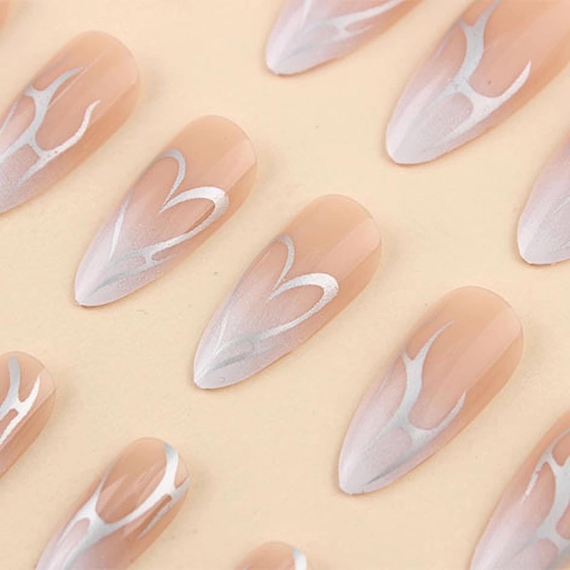 MISUD Almond Press on Nails Medium Fake Nails Glossy Glue